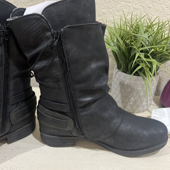 JELLYPOP Hailey KETO MOTO BLACK MOTORCYCLE Hailey MIDCALF BIKER BOOTS 9.5M Women - Picture 10 of 14